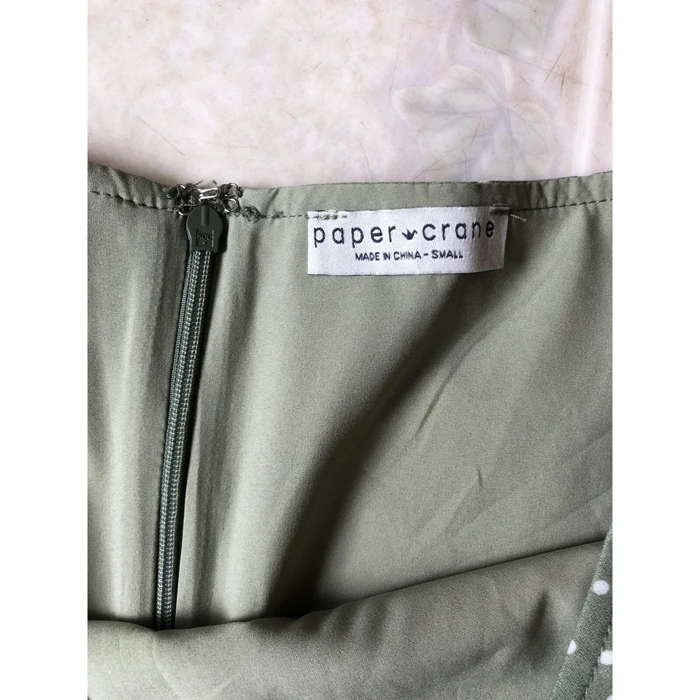 Paper Crane Green POLKA DOT SKIRT sz Small‎ Long Full No Slit